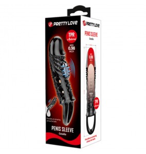 PRETTY LOVE - Cecelia Vibrating Penis Sleeve With Ball Strap (L:14cm - D:4cm)